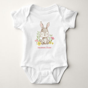 Cute Spring Bunny Personalized Baby Bodysuit