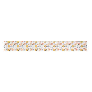 Cute Spring Chicks and Floral Pattern Satin Ribbon