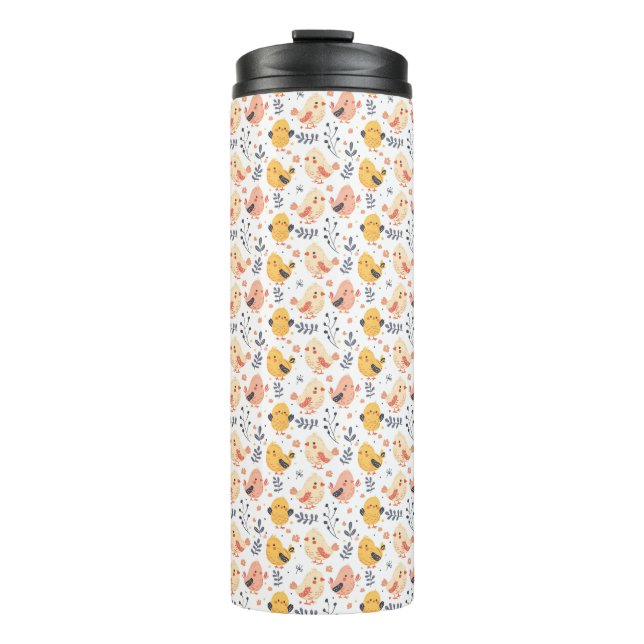 Cute Spring Chicks and Floral Pattern Thermal Tumbler (Front)