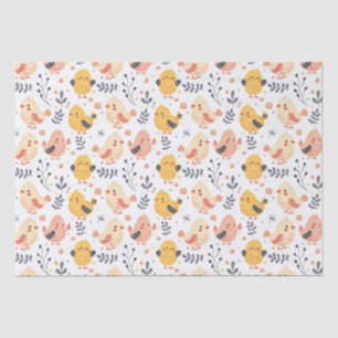 Cute Spring Chicks and Floral Pattern Tissue Paper