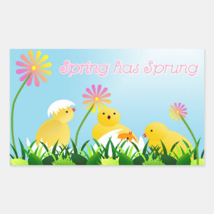 Cute Spring Chicks Rectangular Sticker