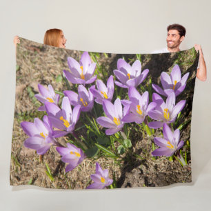 Cute spring crocuses fleece blanket