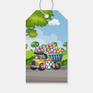 Cute spring/Easter bunny dump truck Gift Tags