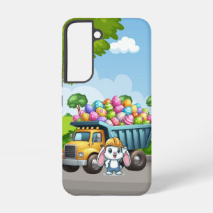 Cute spring/Easter bunny dump truck Samsung Galaxy Case