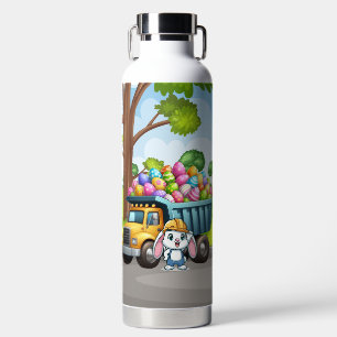 Cute spring/Easter bunny dump truck Water Bottle