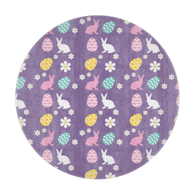 Cute Spring Easter Bunny Floral Pattern Egg Hunt  Cutting Board (Front)