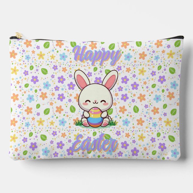 Cute spring/Easter bunny with egg Accessory Pouch (Front)