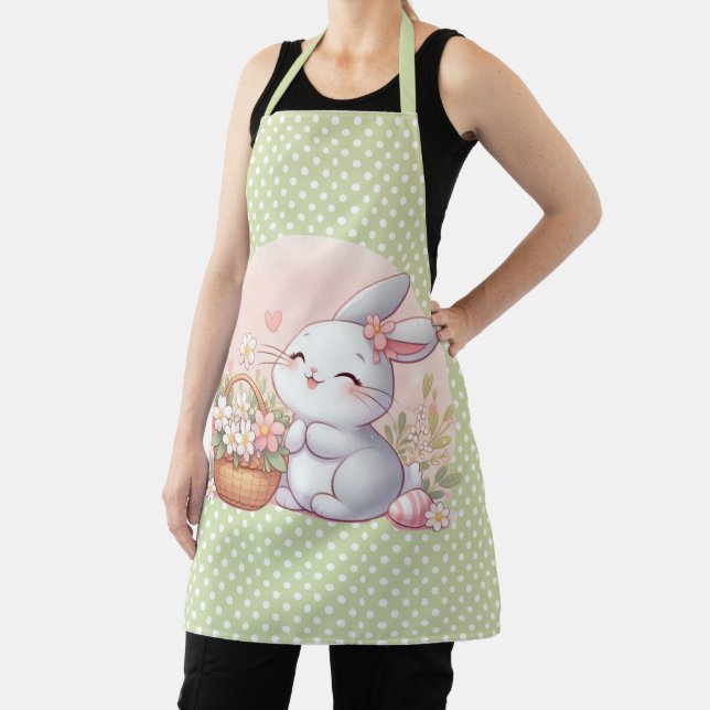 Cute spring/Easter bunny with egg Apron (Insitu)