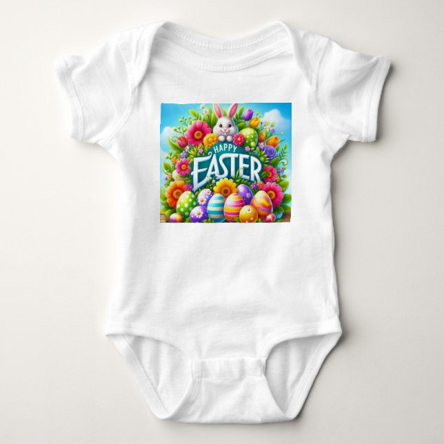 Cute spring/Easter bunny with egg Baby Bodysuit (Front)