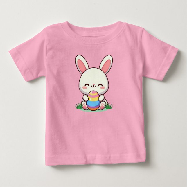 Cute spring/Easter bunny with egg Baby T-Shirt (Front)