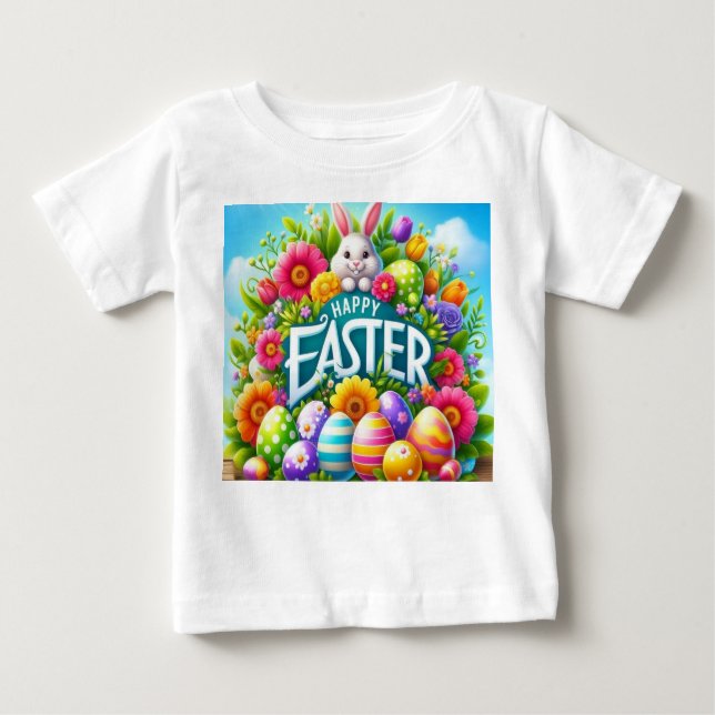 Cute spring/Easter bunny with egg Baby T-Shirt (Front)