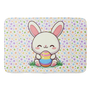 Cute spring/Easter bunny with egg Bath Mat