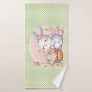 Cute spring/Easter bunny with egg Bath Towel
