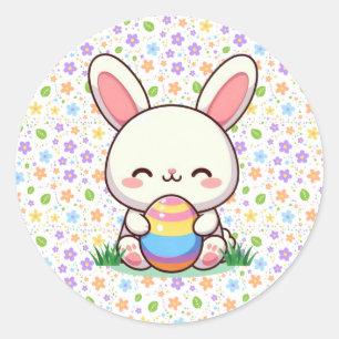 Cute spring/Easter bunny with egg Classic Round Sticker