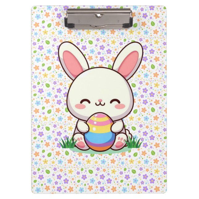 Cute spring/Easter bunny with egg Clipboard (Front)