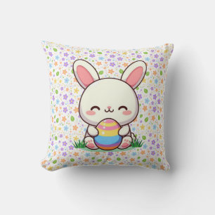 Cute spring/Easter bunny with egg Cushion