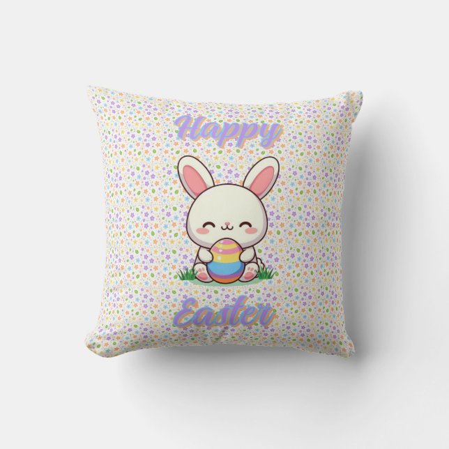 Cute spring/Easter bunny with egg Cushion (Front)