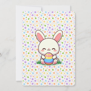Cute spring/Easter bunny with egg Holiday Card