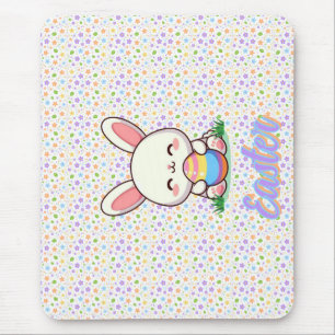 Cute spring/Easter bunny with egg Mouse Pad