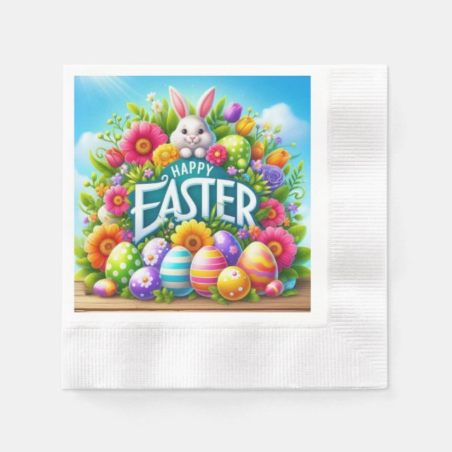 Cute spring/Easter bunny with egg Napkin (Front)