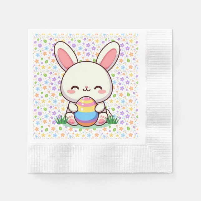 Cute spring/Easter bunny with egg Napkin (Front)