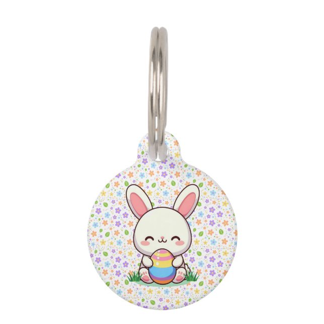 Cute spring/Easter bunny with egg Pet Tag (Front)