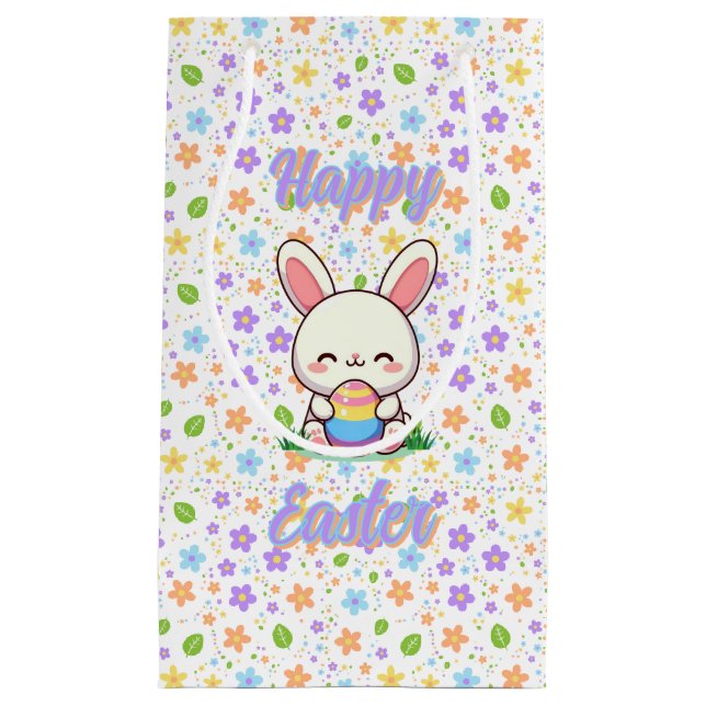 Cute spring/Easter bunny with egg Small Gift Bag (Front)