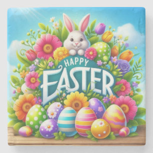 Cute spring/Easter bunny with egg Stone Coaster