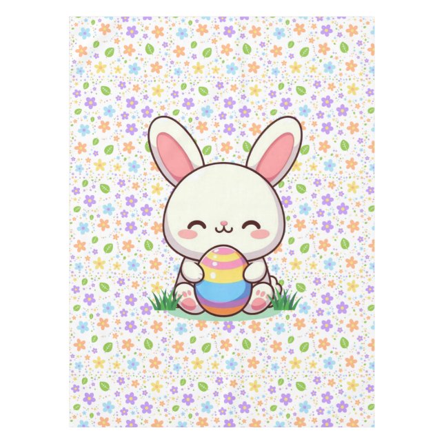 Cute spring/Easter bunny with egg Tablecloth (Front)