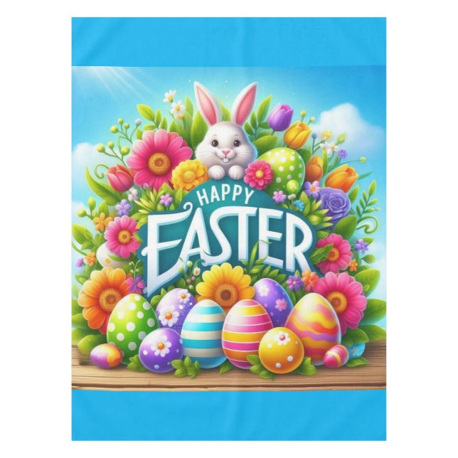 Cute spring/Easter bunny with egg Tablecloth (Front)