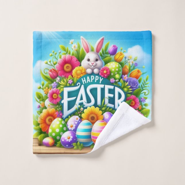 Cute spring/Easter bunny with egg Wash Cloth (Wash Cloth)