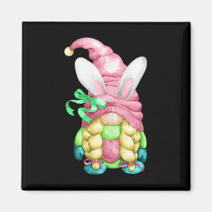 Cute Spring Easter Gnome Girl For Women With Bunny Magnet
