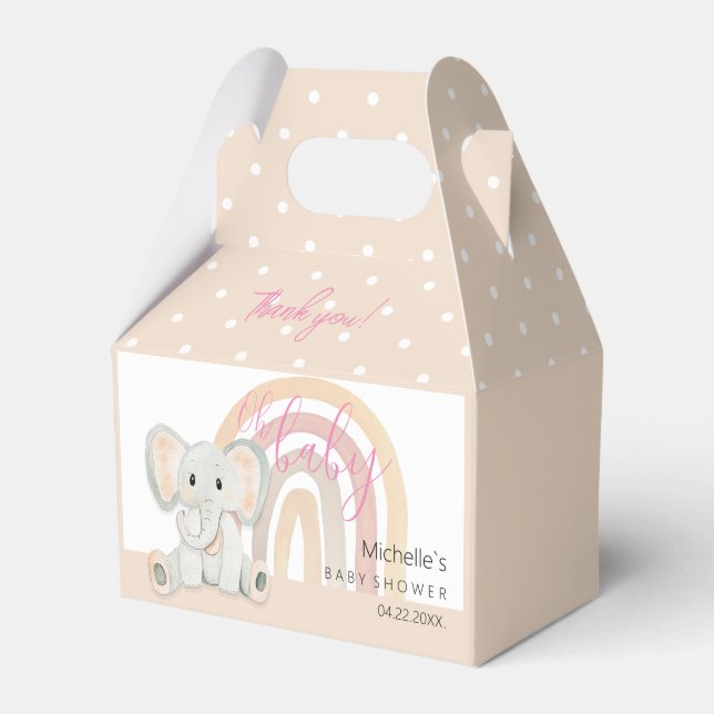Cute Spring Elephant Watercolor Illustration Favour Box (Front Side)