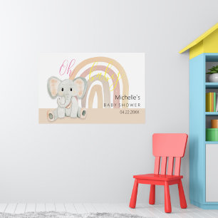 Cute Spring Elephant Watercolor Illustration Poster