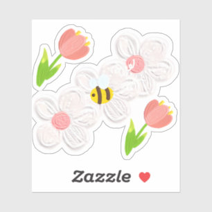 Cute Spring Floral Bee Sticker