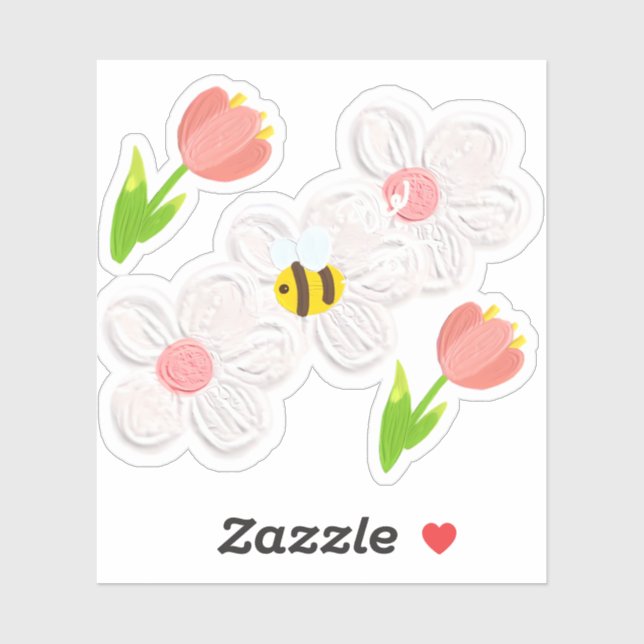 Cute Spring Floral Bee Sticker (Sheet)