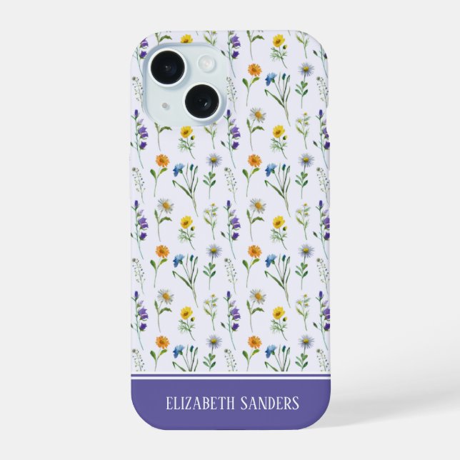 Cute Spring Floral Pattern for her iPhone 15 Case (Back)