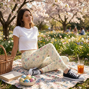 Cute Spring Floral Print - Pastel Ditsy Floral Leggings