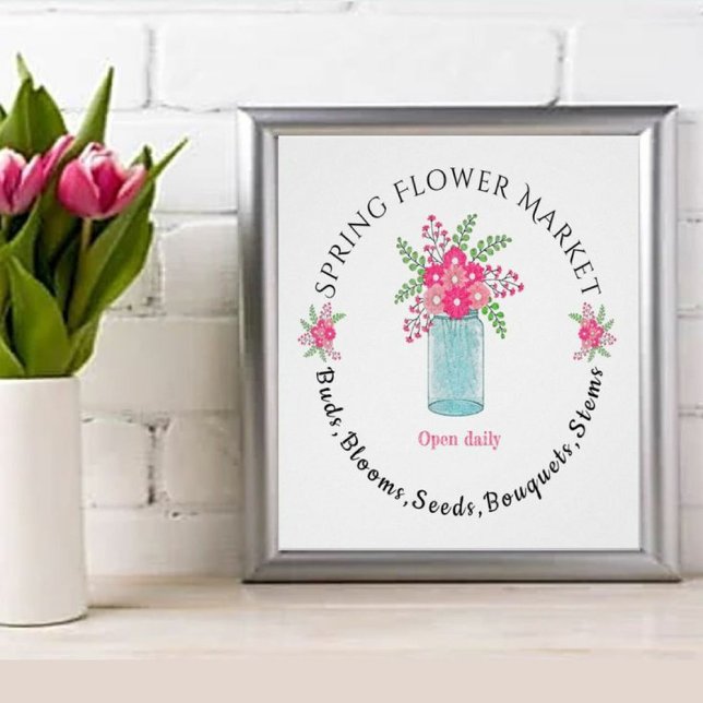 cute spring flower market pink floral sign (Creator Uploaded)