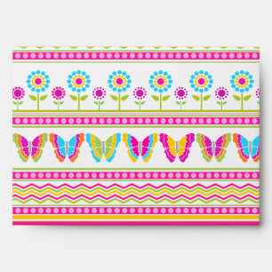 Cute spring flowers and butterflies envelopes