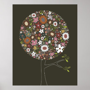 Cute Spring Flowers Pop Tree Nursery Art Print