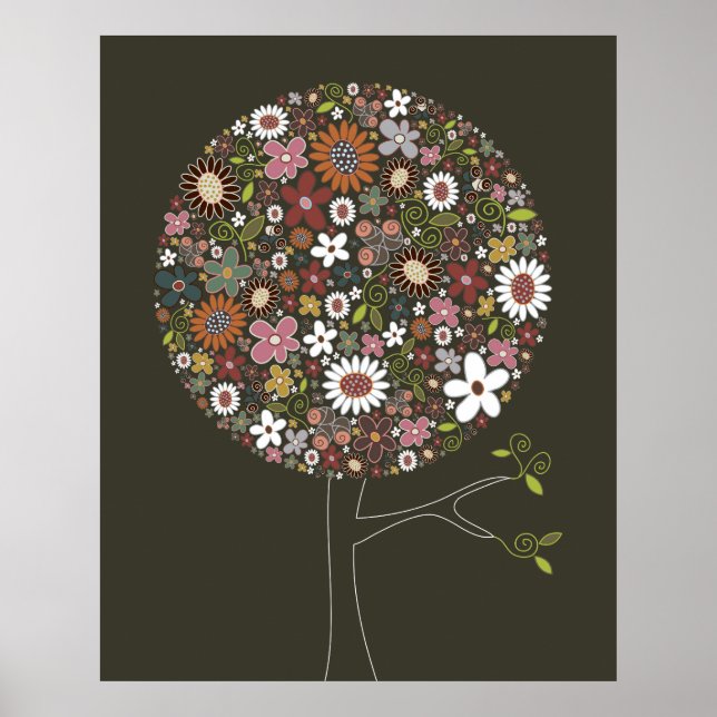 Cute Spring Flowers Pop Tree Nursery Art Print (Front)