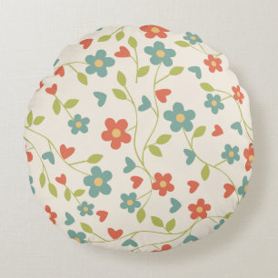 Cute Spring Flowers Round Pillow
