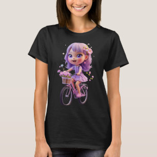 Cute Spring Girl with Bicycle Funny Unisex Design T-Shirt