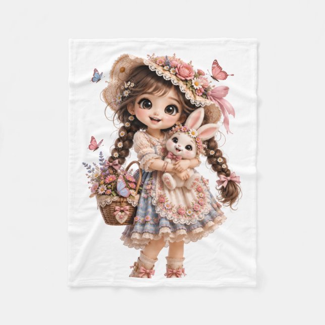 Cute Spring Girl with Bunny Blanket (Front)