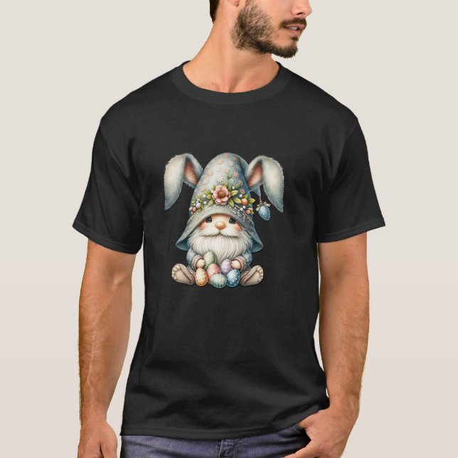 Cute Spring Gnome With Flower Hat And Decorative E T-Shirt (Front)