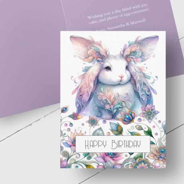 Cute Spring Greeting Card For Birthday (Spring bunny birthday cards)