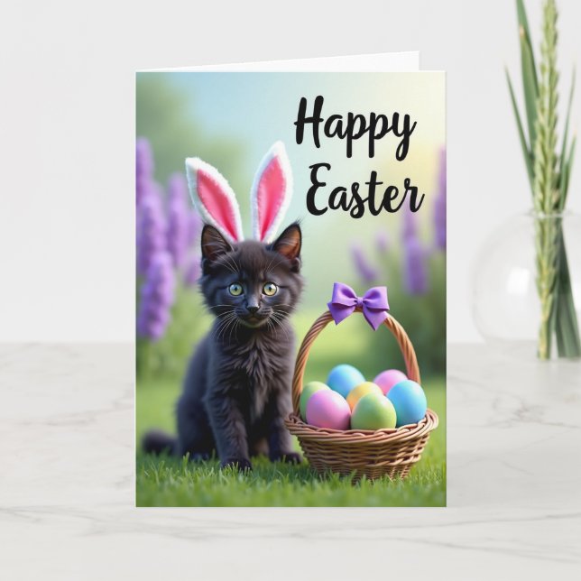 Cute Spring Kitten Easter Card (Front)