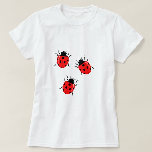 Cute Spring Ladybugs T-Shirt (Design Front)