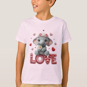 Cute Spring Love Elephant Crochet Nursery Design T-Shirt